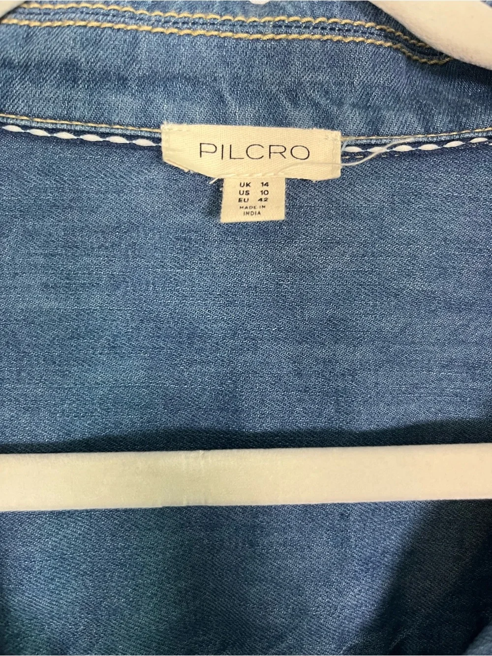 Anthropologie Pilcro short sleeve denim western midi button shirt dress sz 10 - Picture 4 of 9